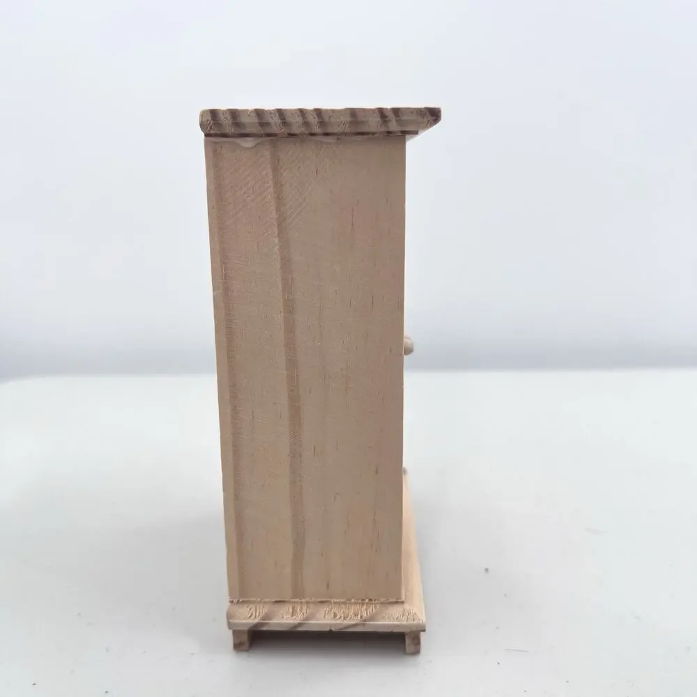 Raw Wood Armoire Cupboard Pantry For Dollhouse Miniature With Opening Doors 1:12 - Picture 3 of 6